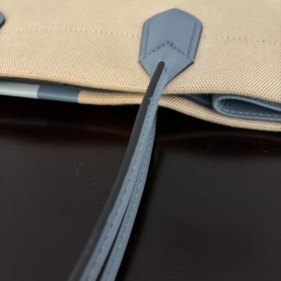 Michael Kors Heidi Large Ivory Light Blue Stripe Canvas Tote - Picture 10 of 13